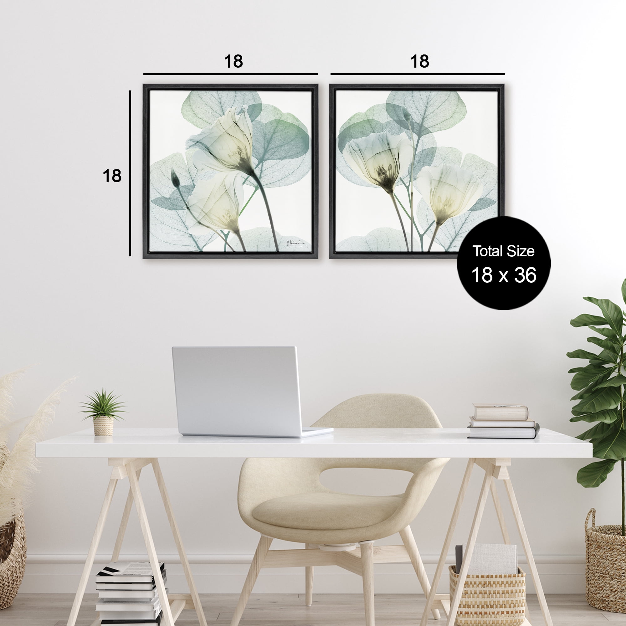 Stupell Industries Divine Fate Flowers 2 Piece Black Framed Floater Canvas Set, design by Albert Koetsier