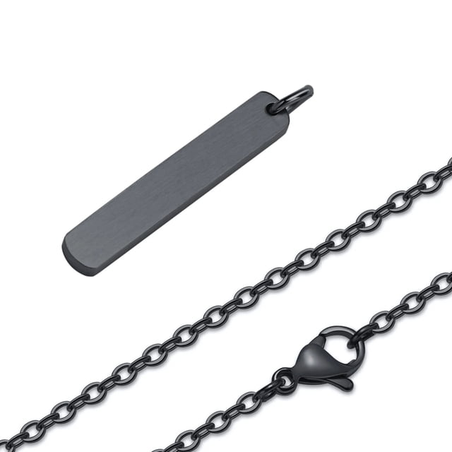Vnox-Collar de barra personalizado para hombre, colgante de barra Vertical delgada gruesa de acero inoxidable mate, cadena cubana con inicial de LETRA DE A-Z