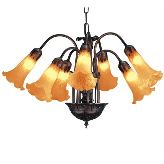 Meyda Tiffany 11601 Amber Pond Lily 7 Light 20" Wide Chandelier - Amber