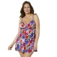 thumbnail image 1 of Swimsuits For All Women's Plus Size Loop Strap Swimdress 12 Pink Floral, 1 of 3