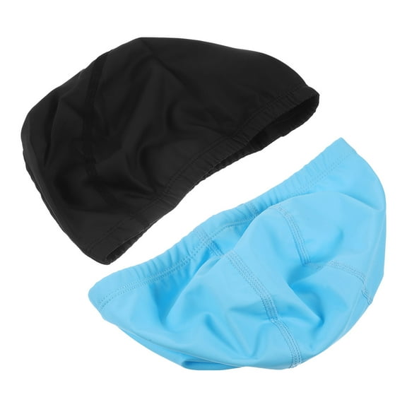 2 Pcs Swimming Cap Water Proof Elasticity Bath Hat Blue Bathing Men and Women Man