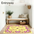 thumbnail image 3 of ODIKA 4'x6' Machine Washable Non-Slip Area Rug, Floral Alphabet Mosaic with Curved and Petal Embellishments High Traffic Rug, Yellow, 688807, 3 of 7