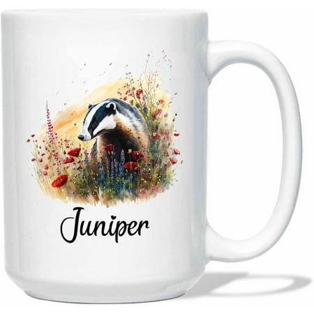 

Unique Badger White Coffee Mug 11 Oz 11 Oz Personalized Badger Ceramic Coffee Cup Gifts Ideas For Her Girl Women Animal Lovers Girl Animal Travel Mugs Customized Floral Badger Teacup Choose Name