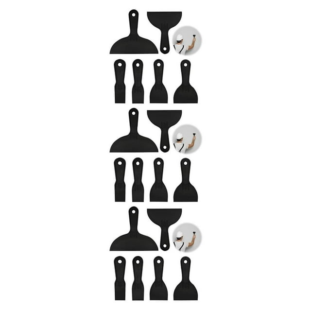 Transemion 6x Versatile Paint Scraper Lightweight And Flexible Plastic Spatula Black 3Set