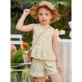 thumbnail image 5 of Arshiner Toddler Girls Summer Outfit Sleeveless Ruffle Top and Elastic Shorts Set Kids Short Set, 5 of 6