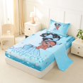 thumbnail image 2 of Castle Fairy Kwaii Bow Black Kawaii Princess Twin Sheets 3pcs,Glittery Diamond Background Bedding,Cyan Sky Silver,1 Fitted Sheet, 1 Flat Sheet and 1 Pillowcase, 2 of 6
