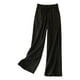 thumbnail image 1 of Pantalones anchos de algodón y lino para mujer: cintura alta elástica, corte holgado y ajustado, pantalones rectos informales para primavera/otoño, 1 of 6