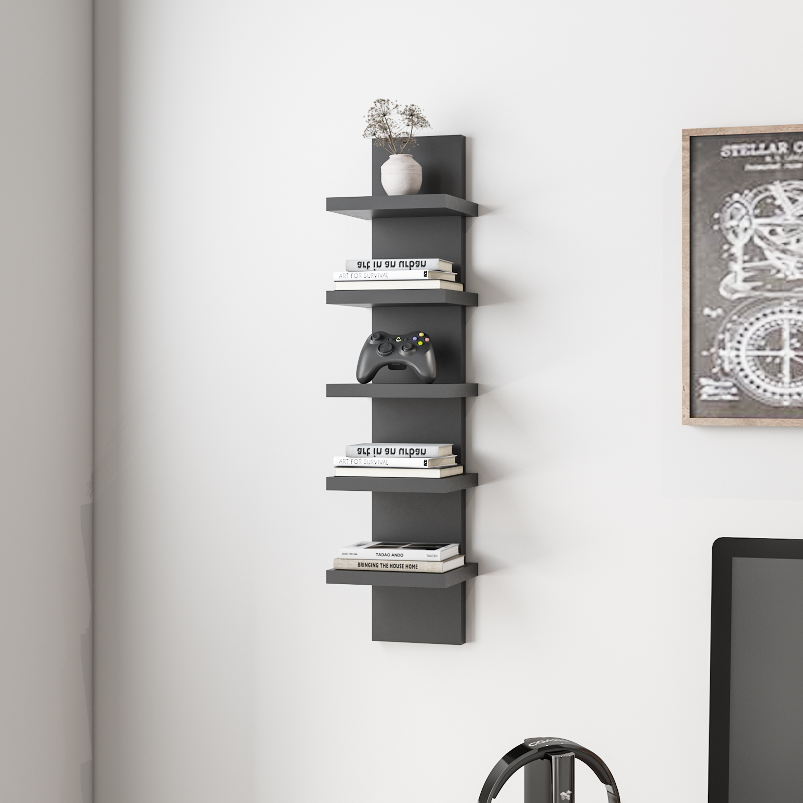 Homaterial 5 Tier Shelves for Wall, Vertical Column Wall Decor Mount