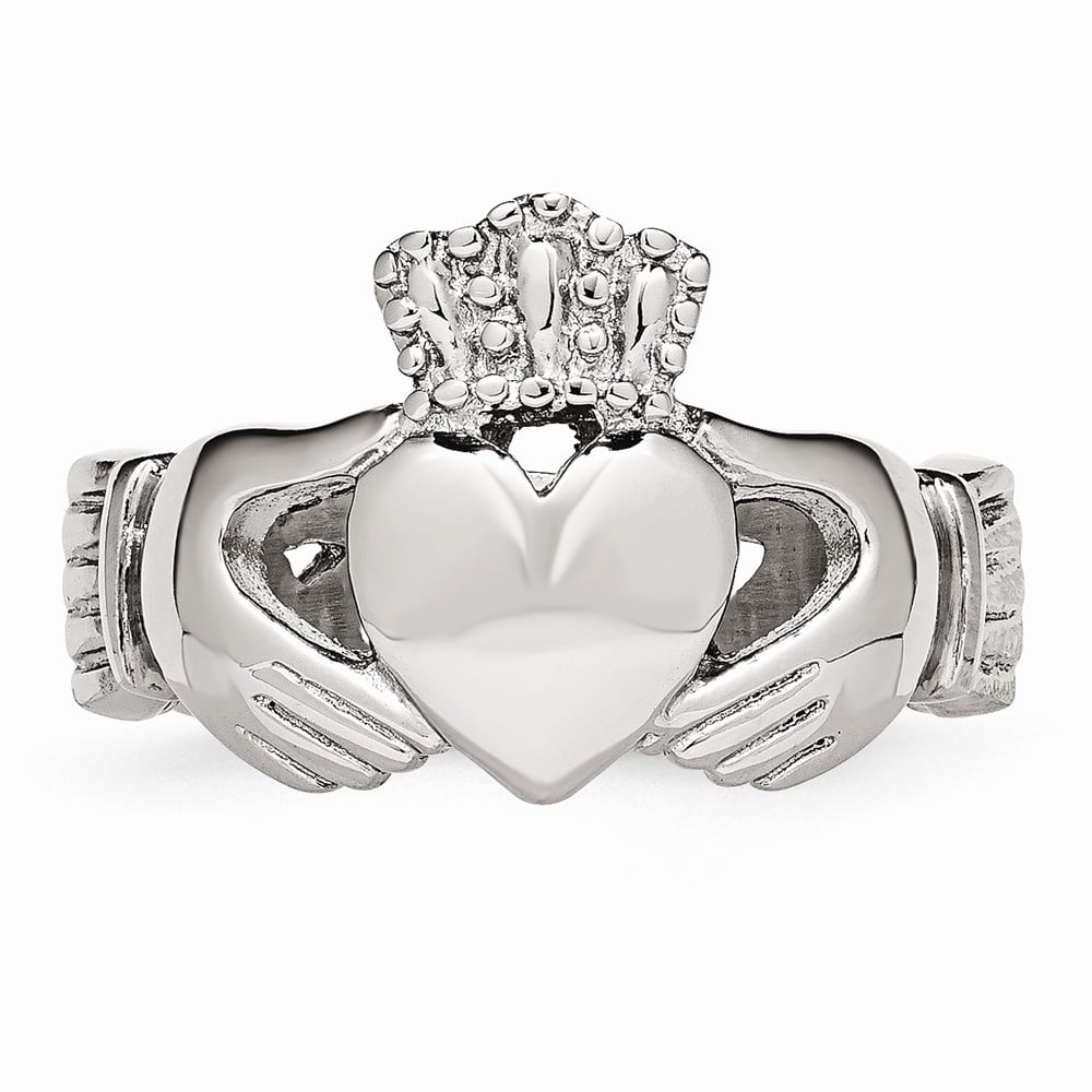 Stainless Steel Polished Braided Claddagh Ring Size 12 Length Width 