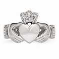 thumbnail image 4 of Stainless Steel Polished Braided Claddagh Ring Size: 5; for Adults and Teens; for Women and Men, 4 of 7