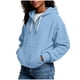 thumbnail image 4 of Ounisa Womens Hoodies Casual Long Sleeve Drawstring Waffle Pullover Tops Loose Hooded Sweatshirt with Pocket, 4 of 8