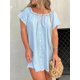 thumbnail image 5 of Vestidos de mezclilla sexy para mujer, casual, con hombros descubiertos, manga corta, con cordones, mini vestido suelto para club, 5 of 5