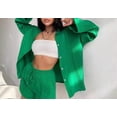 thumbnail image 2 of Maean Women's Outfit 2 Piece Long Sleeve Button Shirt Tops and Baggy Drawstring Shorts Lounge Sets Tracksuit, 2 of 5