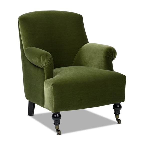 Eloise 30" Pleated Sock Arm Accent Armchair Olive Green Performance Velvet