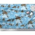 thumbnail image 2 of Soimoi Blue Cotton Duck Fabric Leaves & Austin Rose Floral Print Fabric by the Yard 42 Inch Wide, 2 of 3