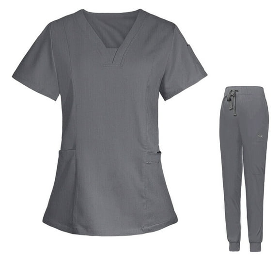 up to 60% off Gifts Usmixi Scrubs Sets for Women Scrub Suit Set for Women V Neck Pocket Tunic Tops and Drawstring Jogger Pants Nursing Uniforms Sets Casual Solid Ladies Scrub Sets Holiday