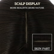 Creamily 12 Short Wig for Women Short Bob Wigs with Bangs Synthetic Glueless Straight Black Bob Wigs with Grey Highlight