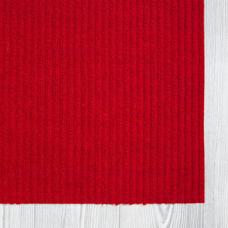 Ottomanson Scrabe Rib Waterproof Non-Slip Rubber Back Runner Rug, 2 ft. W x 8 ft. L, Red, Polypropylene Garage Flooring