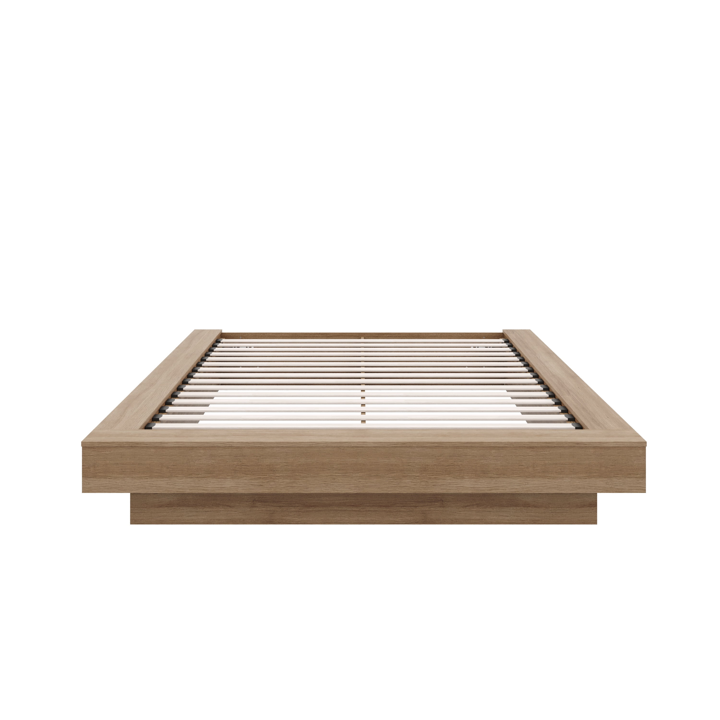 Nexera Marconi King Size Platform Wood Bed Frame, Brown Oak