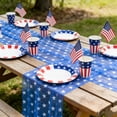thumbnail image 1 of Blue Lace Table Runner with White Star Pattern for Dining Table Decor, Fourth of July Weddings Holidays, 1 of 7
