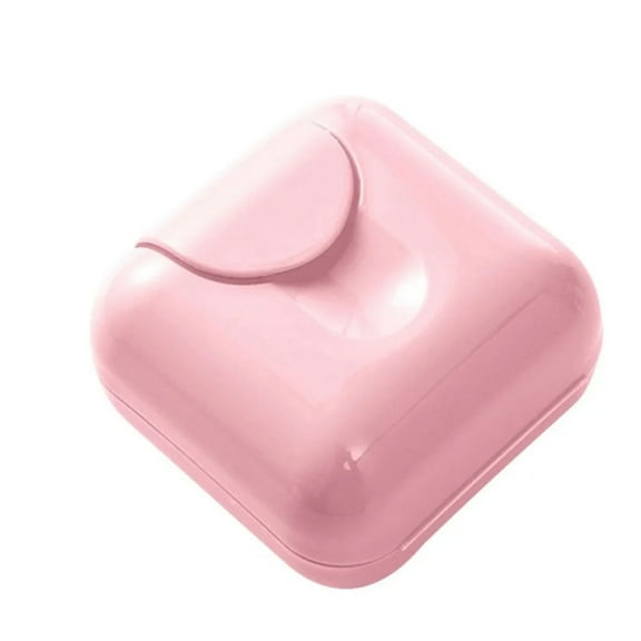 Mini Travel Hiking Soap Dish Box Holder Case Container Bath Shower/ Draining Plastic Soap Dish With Lid, Pink A
