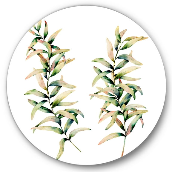Designart 'Autumn Branches of Grass ' Traditional Circle Metal Wall Art 36x36 - Disc of 36