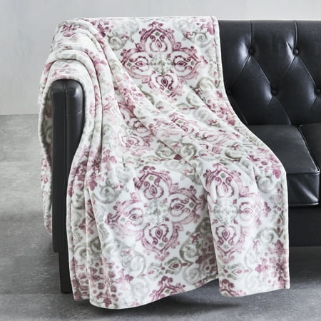 Better Homes & Gardens Oversized Throw Blanket, 50" x 70", Purple Medallion