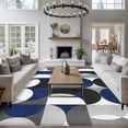 thumbnail image 4 of Abstract Geomrtry Large Area Rugs for Bedroom Living Room, Soft Non Slip Carpet Bedside Rug, Modern Navy Blue Middle Century Rectangular Floor Cover Kitchen Accent Rug 6'x9' for Dining Room/Office, 4 of 9