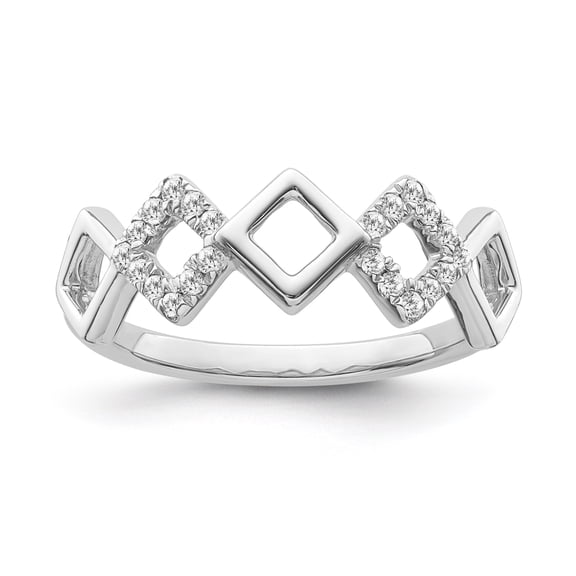 Araiya Fine Jewelry Sterling Silver Diamond Geometric Shape Ring (1/10 cttw, I-J Color, I2-I3 Clarity) Size 7