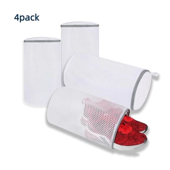 RYLZX 4 Pack Shoe Washing Machine Bag, Honeycomb Mesh Laundry Bag with Zipper for Sneakers, Running Shoes, Sock, Bras, Delicates and Toys
