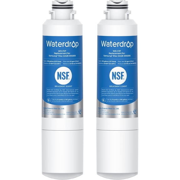Waterdrop DA29-00020B Refrigerator Water Filter, Replacement for HAF-CIN/EXP, DA29-00020B-1, RF263BEAESR, RF4287HARS, Reduce Chlorine, bad Taste and Odor, 2 Filters(Package May Vary)
