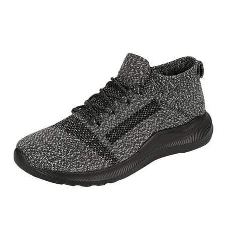 

Men s Running Shoes Fashion Autumn Men Sports Shoes Flat Bottom Lightweight Fly Woven Mesh Breathable Elastic Lace Up sneakers for Men Mesh Grey