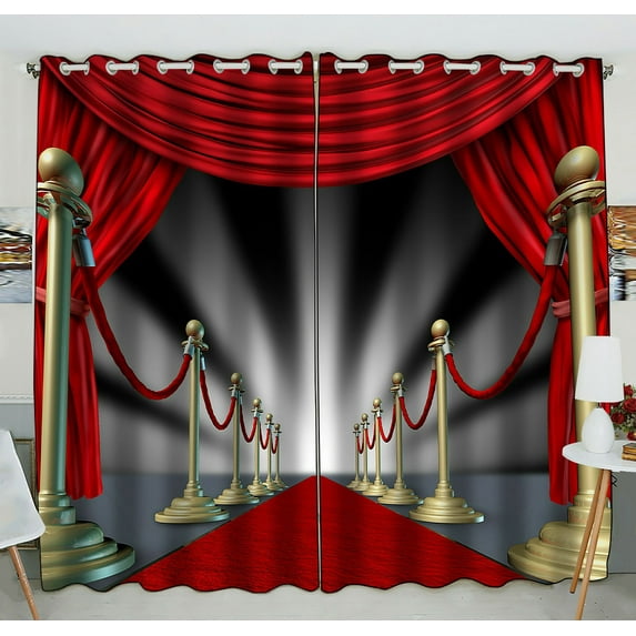 ABPHQTO Red Carpet Curtains Hollywood Premier Grand Opening Movie Star Grommet Blackout Curtain Room Darkening Curtains 52x84 inch (Two Piece)