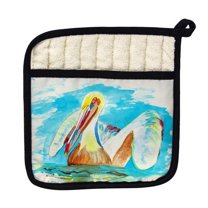 Betsy Drake PT715 Pelican in Teal Pot Holder
