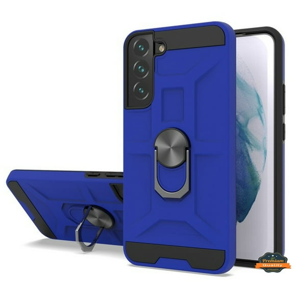 For Samsung Galaxy S22 Hybrid Ring Stand [360° Rotatable Ring Holder Magnetic Kickstand] Armor Shockproof TPU Rubber Phone Case Cover by Xpression [Blue]