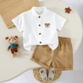 thumbnail image 2 of Toddler Baby Boy Summer Clothes 2T 3T 4T Print Short Sleeve T-shirts Tops Drawstring Shorts Outfits ,Khaki, 2 of 6