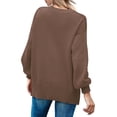thumbnail image 4 of MOSHU Crewneck Sweaters for Women Drop Shoulder Long Sleeve Tops Side Slit Oversized Pullover Sweaters, 4 of 9