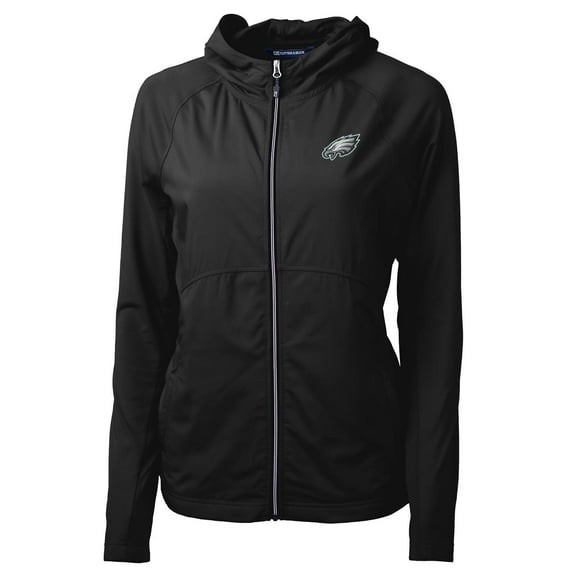 Women's Cutter & Buck Black Philadelphia Eagles Adapt Eco Knit Full-Zip Hoodie