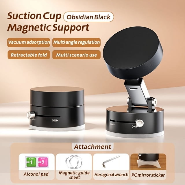 HLONK Support Multifonctionnel à Ventouse Pliable Rétractable pour Cuisine, Support Magnétique Double Face pour Téléphone Mobile
