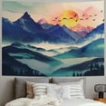 thumbnail image 2 of PRATYUS  Mountain Tapestry,  Watercolor Tapestry Nature Tapestry Tapestry Sun Sunset Tree Landscape Tapestry Mountains Teal Mountain Tapestries Lake Birds Tapestry for Bedroom Painting, 2 of 6