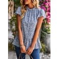 thumbnail image 3 of Purcoar Women's Floral Ruffled Short Sleeve Tops Round Neck Casual Blouses, 3 of 7