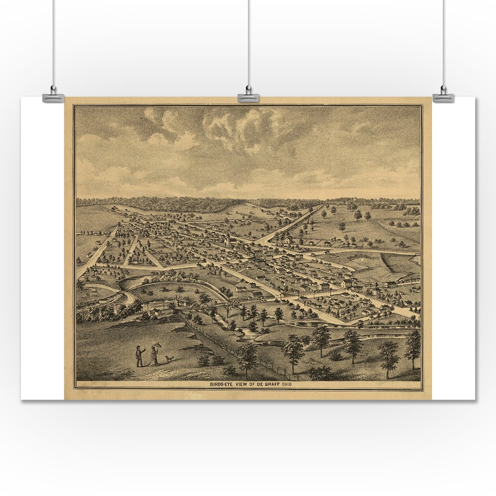 Degraff, Ohio Panoramic Map (24x36 Giclee Gallery Print, Wall Decor
