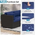 thumbnail image 6 of SOLAURA 7-Piece Outdoor Patio Furniture Set Wicker Rattan Sectional Sofa Patio Conversation Sets, Dark Blue, 6 of 8