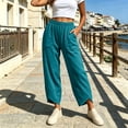 thumbnail image 4 of Njagoc3 Cargo Pants Women | Drawstring Waist Relaxed Trousers with Front Patch Pockets | Loose Fit for Fall Casual Daily Wear & Outdoor Activities，Sky Blue，L, 4 of 6
