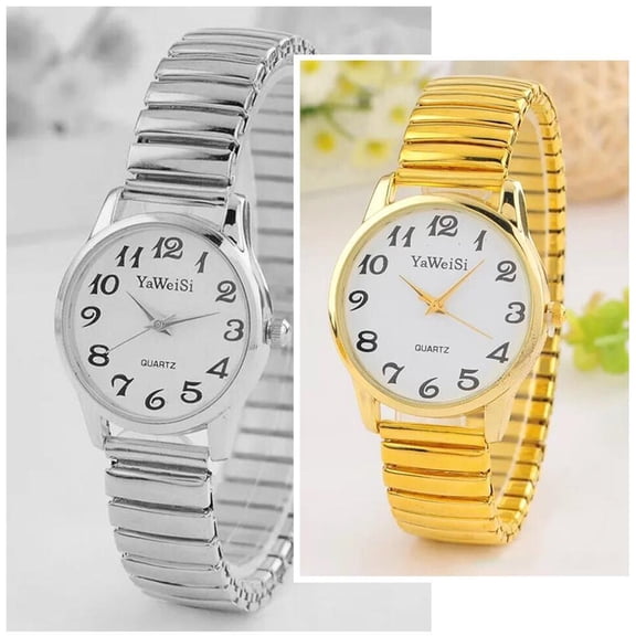 FurNest UK-1x Unisex Wrist Watches Quartz Watch Expandable Stretch Ladies Gents