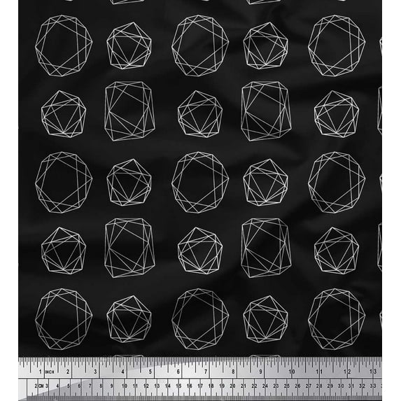 Soimoi Black Cotton Cambric Fabric Sacred Geometric Printed Craft Fabric by the Yard 58 Inch Wide