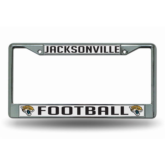 Jacksonville Football Jaguars - 12" x 6" Standard Size - Chrome Metal License Plate Frame