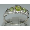 thumbnail image 2 of LBG British Made 18k White Gold Natural Peridot Womens Trilogy Ring - 33 size options - Sizes 4 to 12 Available, 2 of 6