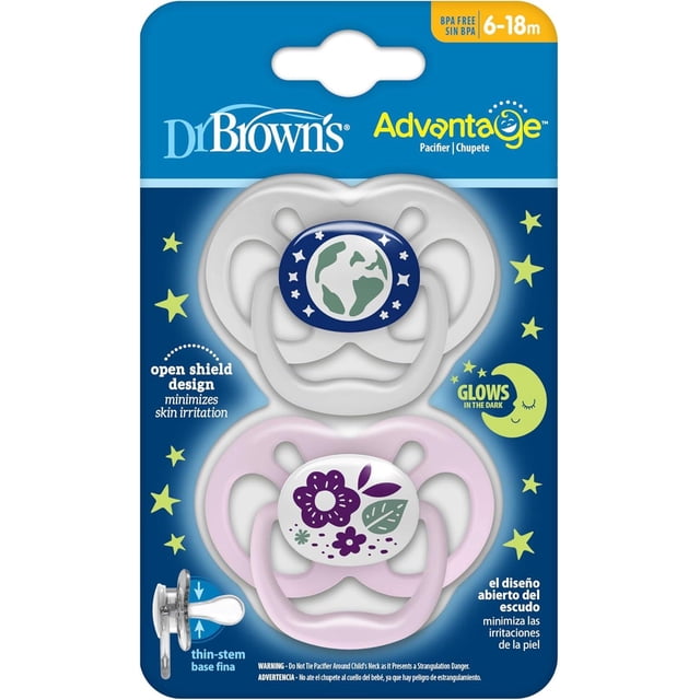 Chupón Dr Brown's Advantage Nocturno 6-18 Meses Rosa Niña