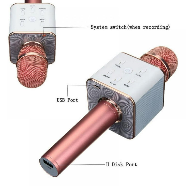 Microphone Karaoké Bluetooth sans fil avec haut-parleur Silver Q7 